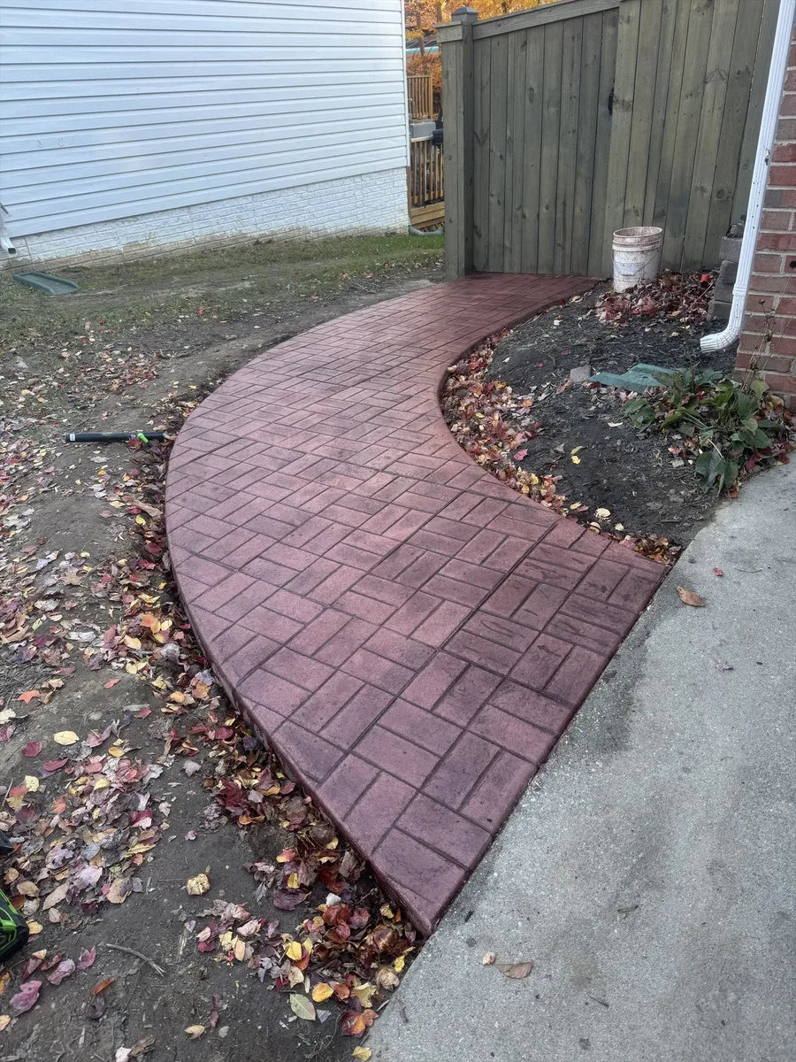 Custom stamped concrete patio with decorative border